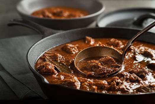 Served of portion of traditional Beef stew - goulash