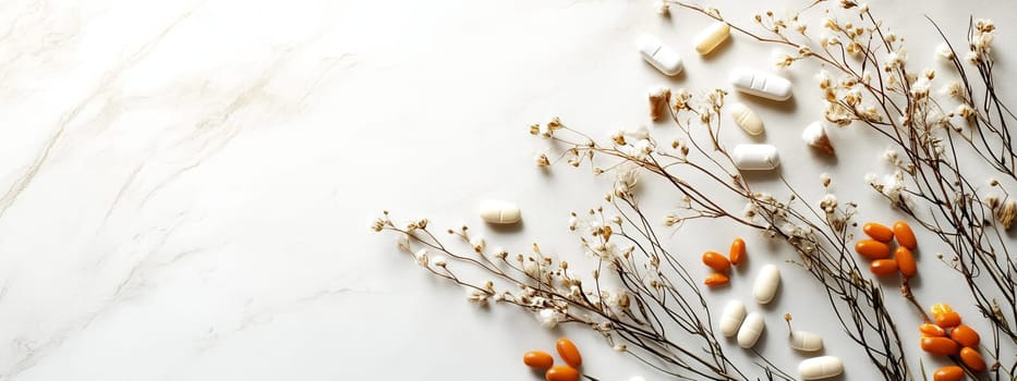Supplements and vitamins with medicinal herbs. Selective focus. Generative AI, medical