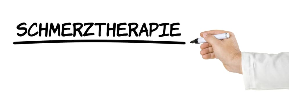 Hand with pen writes pain therapy