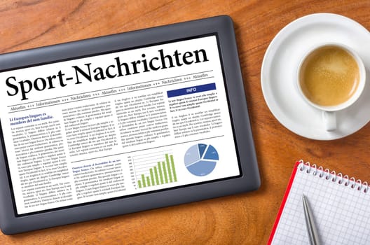 Tablet on desk - Sports news