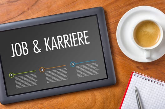Tablet with the text Job and Career