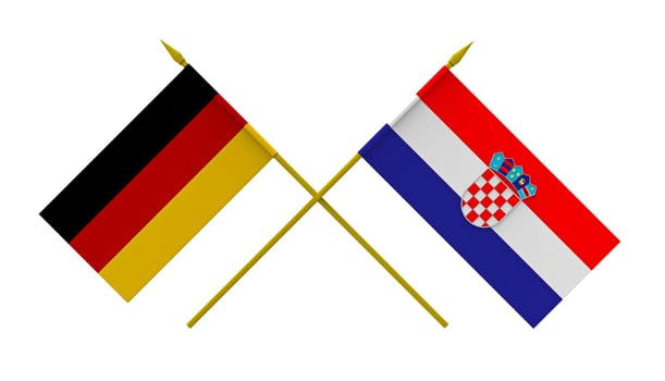 Flags of Croatia and Germany, 3d render, isolated on white