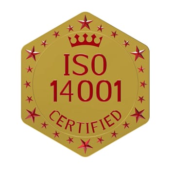 ISO 14001 standard, environmental management system, 3D render, isolated on white