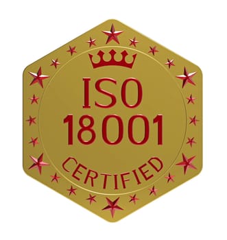 ISO 18001 standard, occupational health and safety management system, 3D render, isolated on white