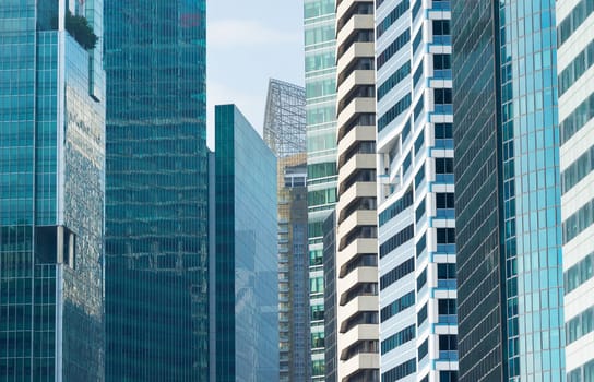 Singapor architecture, cityscape with skyscrapers glass facades, business and finance metropolis theme