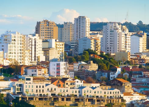 Cityscape of modern architeture, apartments and real estate of Porto