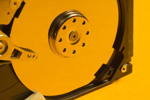 Colorful hdd. open hard disk drive. the concept of data storage. data array. hard drive from the computer