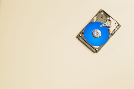 Colorful hdd. open hard disk drive. the concept of data storage. data array. hard drive from the computer. copy space