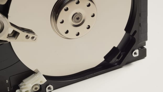 Colorful hdd. open hard disk drive. the concept of data storage. data array. hard drive from the computer