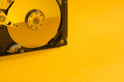 Colorful hdd. open hard disk drive. the concept of data storage. data array. hard drive from the computer. copy space