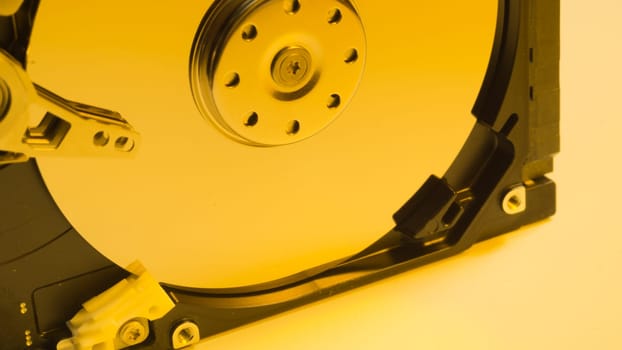 Colorful hdd. open hard disk drive. the concept of data storage. data array. hard drive from the computer