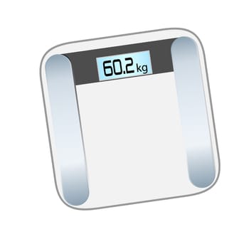 Weight machine on a white background. scale weight foot measure balance fitness lifestyle vector illustration isolated