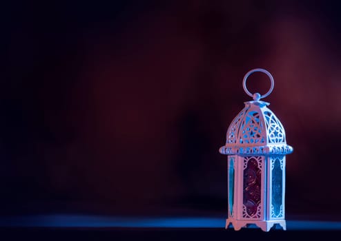 Arabic lamp with beautiful light. Islamic concept image for ramadan
