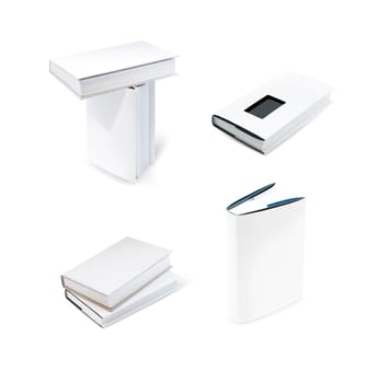 Blank book with white cover on white background