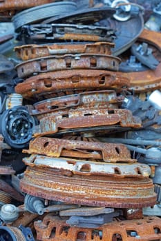 Rusty old clutch discs car parts scrap recycling