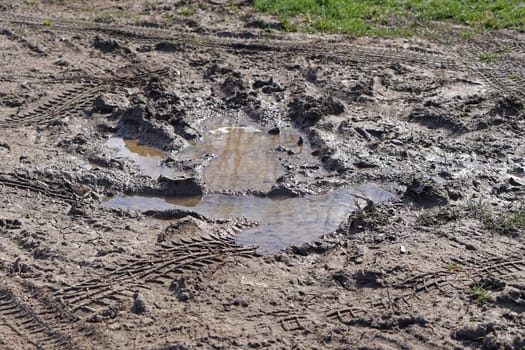 Big mud dirt and water after rain