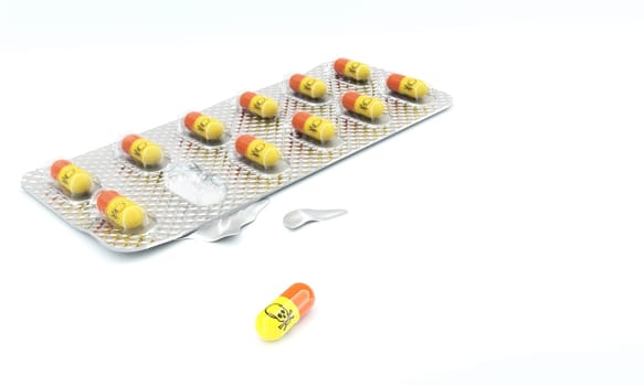 Tablet blister with pills and poison