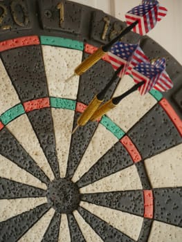 Darts in dartboard target