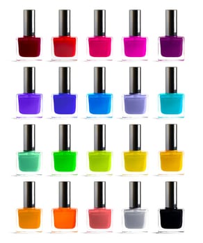 Black cosmetic spray bottles set isolated on white background