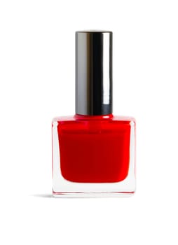 Red nail polish isolated on white background with clipping path