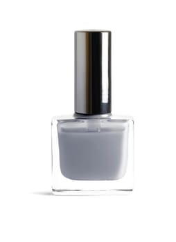 Silver color nail polish isolated on white background with clipping path