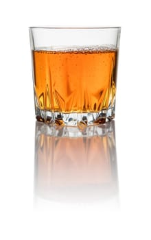 A glass with iced tea on a white background