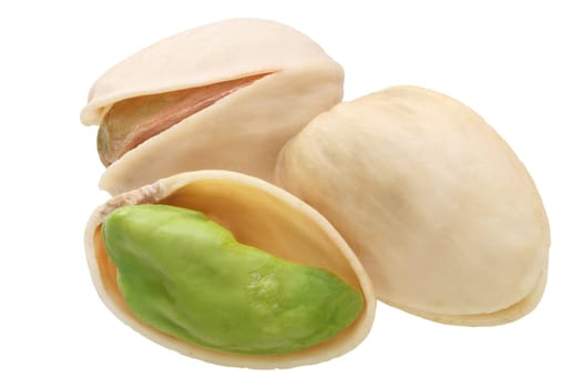 Pistachios (Pistacia vera seeds) with cracked shell, raw