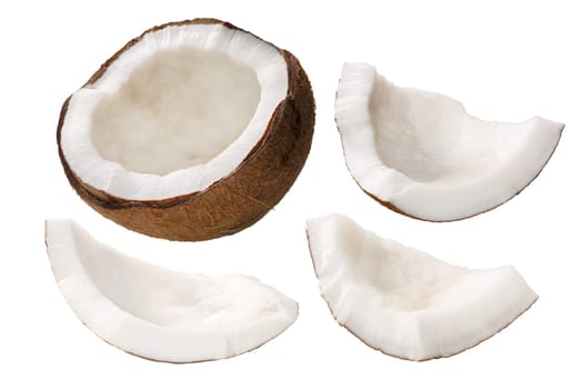 Coconut (Cocos nucifera), shelled,  kernel meat, cracked, irregular shaped