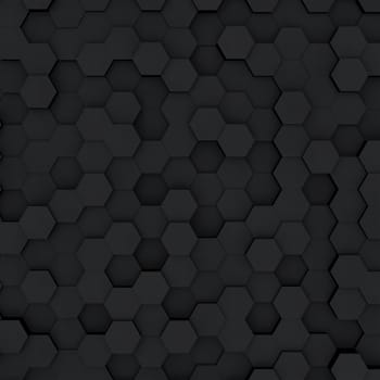 Abstract minimalistic modern technological background with dark gray hexagon cells of honeycombs.