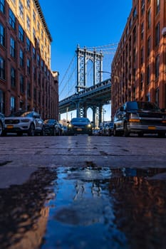 Down Under the Manhattan Bridge Overpass - DUMBO Point from brooklyn New york city NY USA