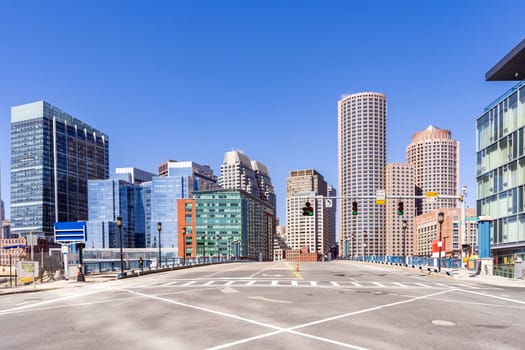 Boston Downtown cityscape with skylines building at Boston city, MA, USA.