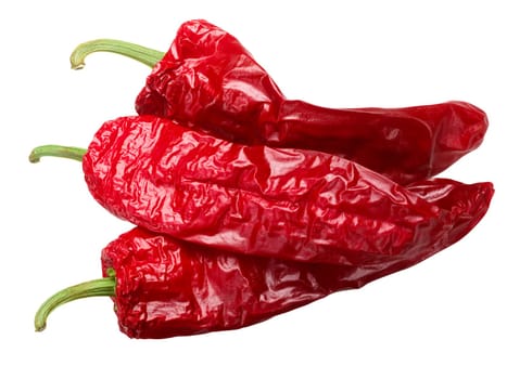 Dried Aleppo peppers, whole pods, top view