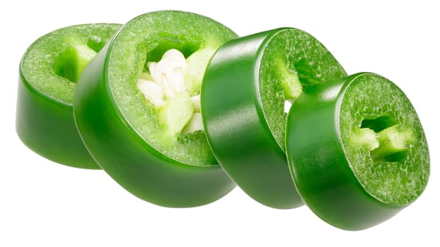 Jalapeno chile pepper (Capsicum annuum fruit), chopped pod or slices