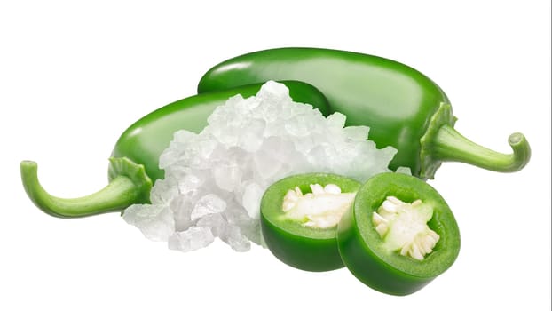 Jalapeno chile peppers with coarse sea salt