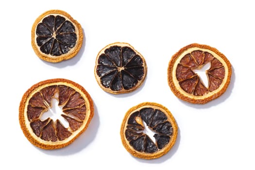 Dried Citrus chips or dry slices, top view