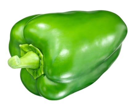 Green Bell Pepper (Capsicum annuum), whole pod, top view