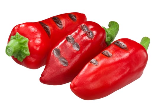 Grilled or fire roasted red chile peppers, whole pods