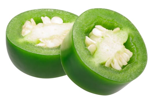 Jalapeno chile pepper (Capsicum annuum fruit), rings or slices