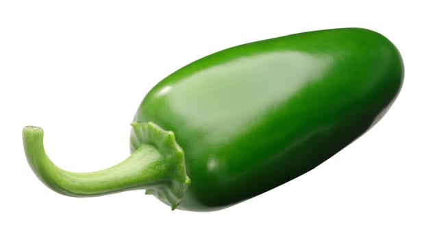 Jalapeno chile pepper (Capsicum annuum fruit), whole green pod
