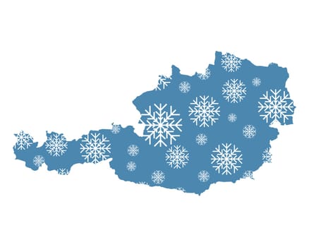 Map of Austria with snowflakes