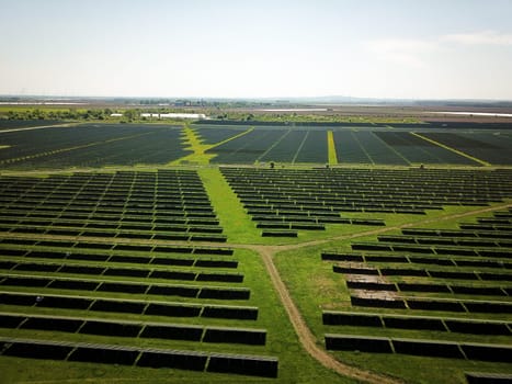 Large solar panel installation from the air