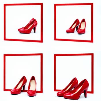 red frame with high heels