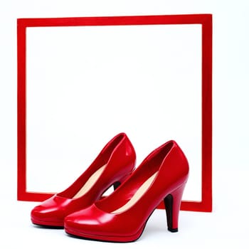 red frame with high heels