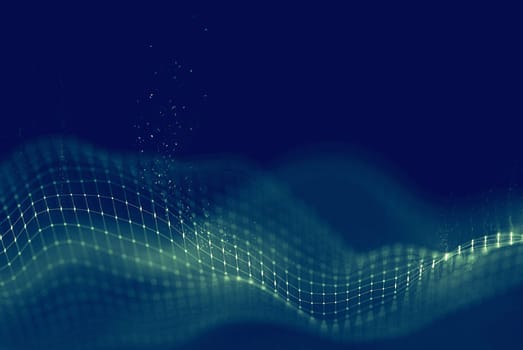 Data technology abstract futuristic illustration . Low poly shape with connecting dots and lines on dark background. 3D rendering . Big data .