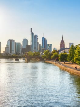 Modern city skyline, Main river , Frankfurt Germany