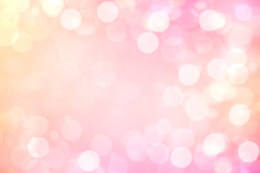 A festive abstract orange pink gradient background texture with glitter defocused sparkle bokeh circles. Card concept for Happy New Year, party invitation, valentine or other holidays.