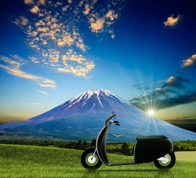 The 3d rendering of electric bike isolated with single color