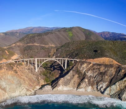 Bixby Bridge Rocky Creek Bridge and Pacific Coast Highway at Big Sur in California