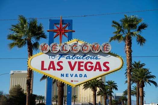 LAS VEGAS, USA - OCTOBER 16, 2018: Welcome to the Fabulous Las Vegas sign, USA