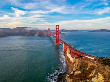 Aerial view of Golden Gate bridge in San Francisco